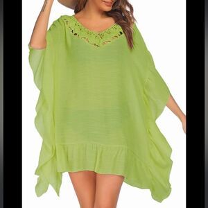 Swim cover up medium oversized peach green